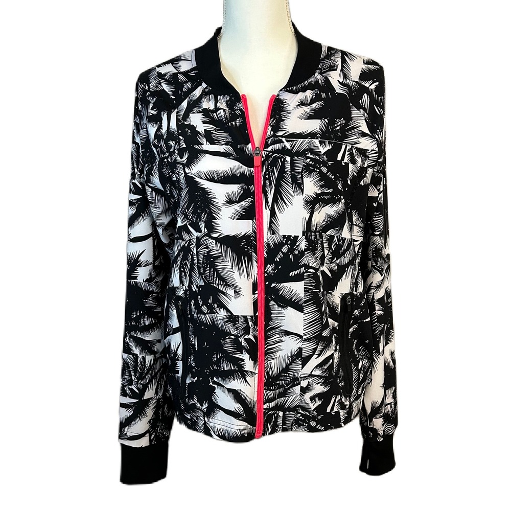 Fabletics Diana Bomber Jacket M Tropical Lightweight Athleisure Travel Beachy